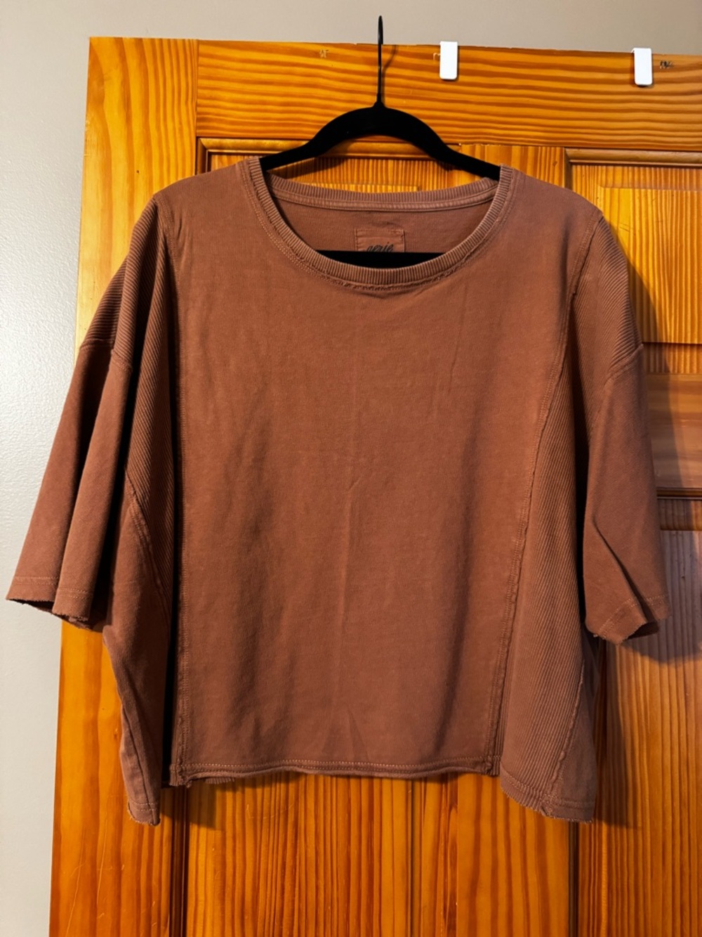 aerie Boxy Short-Sleeve Tee in Warm Brown
